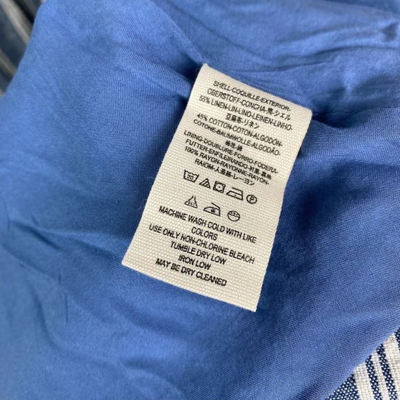 Free People Roll The Dice Mini Dress Linen Blend in Blue Size Medium - Picture 9 of 9